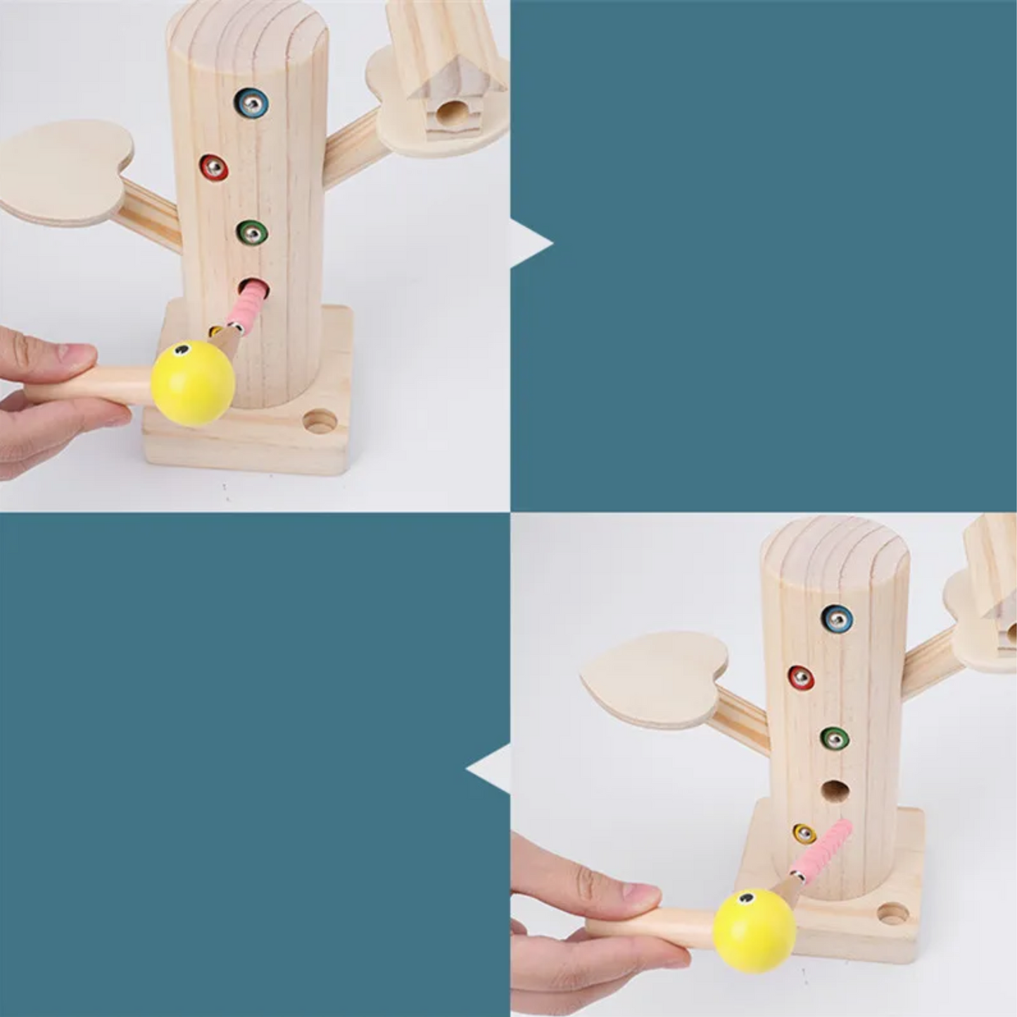 Magnetisches Specht-Lernspiel aus Holz