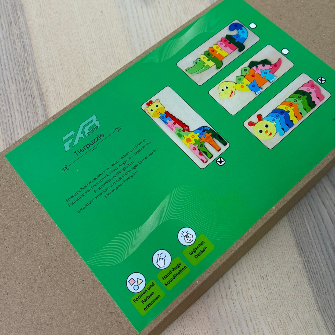 SET 1 - Montessori Holzpuzzle für Kinder – Lernspielzeug mit Tiermotiven