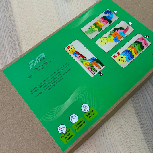 SET 2 - Montessori Holzpuzzle für Kinder – Lernspielzeug mit Tiermotiven