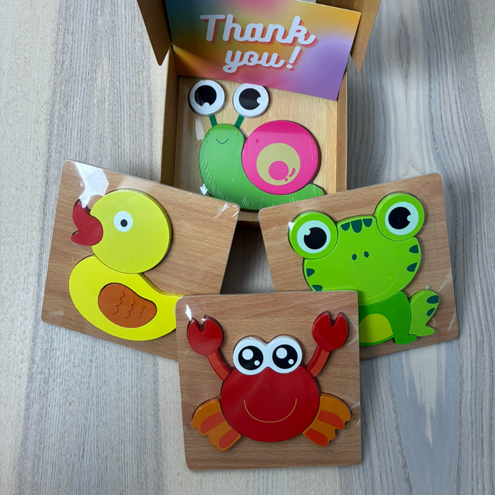 SET 2 - Tier-Steckpuzzle für Kinder – Motorikspielzeug mit niedlichen Motiven