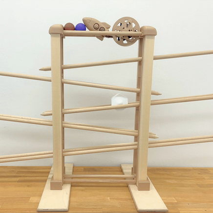 Wunderschöne Kugelbahn aus Holz (groß) incl. 2x Kugel und 2x klapperrad ab 3 Jahren