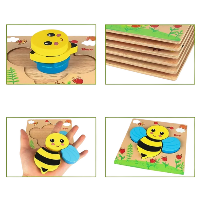 SET 2 - Tier-Steckpuzzle für Kinder – Motorikspielzeug mit niedlichen Motiven