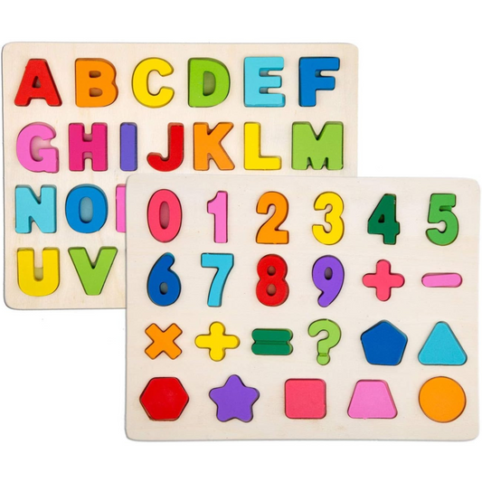 2-teiliges Holz-Steckspiel – Alphabet &amp; Zahlen