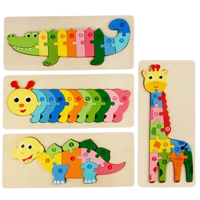 Montessori Holzpuzzle für Kinder – Lernspielzeug mit Tiermotiven