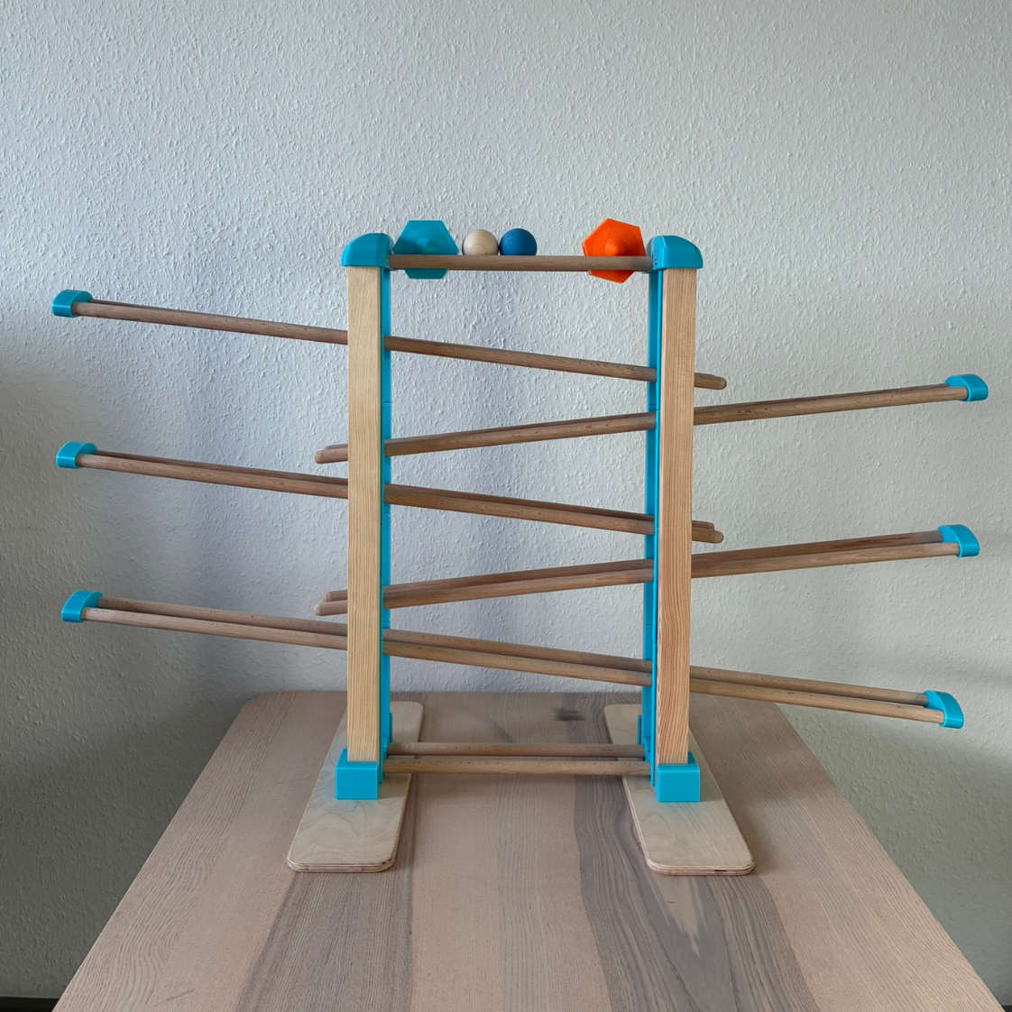 Wunderschöne Kugelbahn aus Holz (groß) incl. 2x Kugel und 2x klapperrad ab 3 Jahren