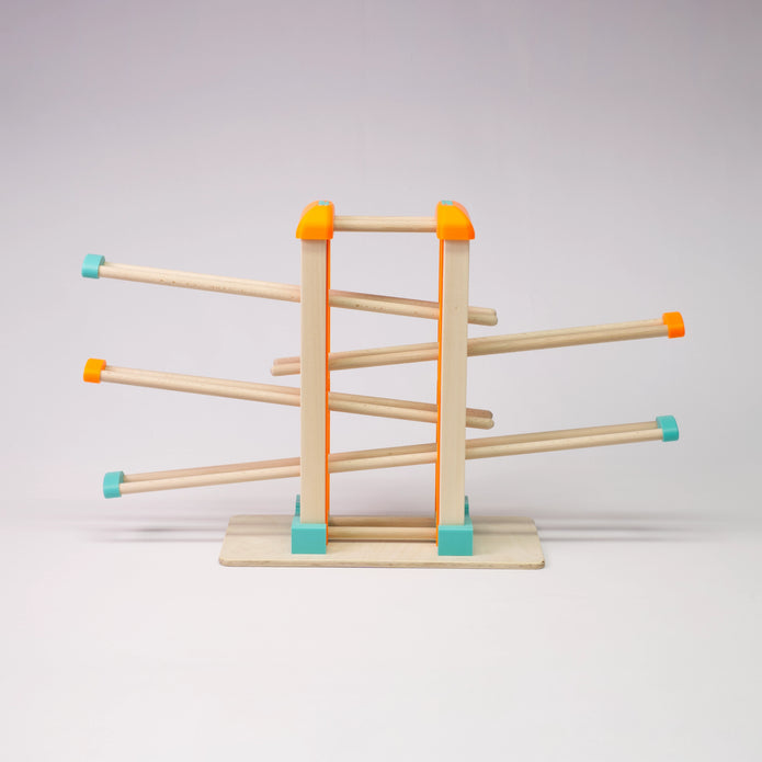 Holz-Kugelbahn - orange & türkis - Basis - incl. Laufteilen ab 1 Jahr