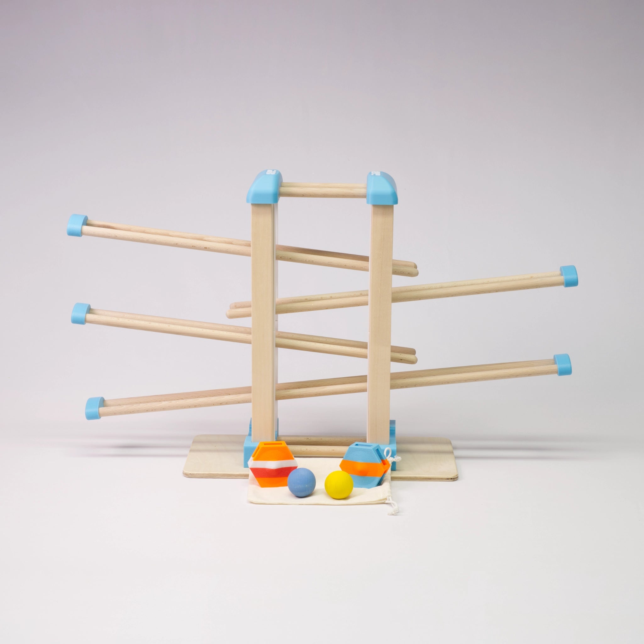 Holz-Kugelbahn - blau & weiß - Basis - incl. Laufteilen ab 1 Jahr