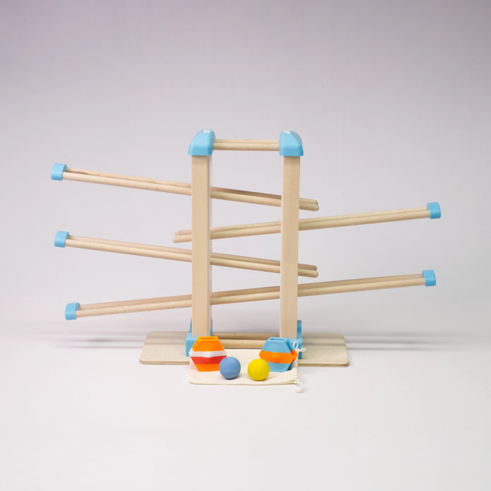 Holz-Kugelbahn - blau & weiß - Basis - incl. Laufteilen ab 1 Jahr