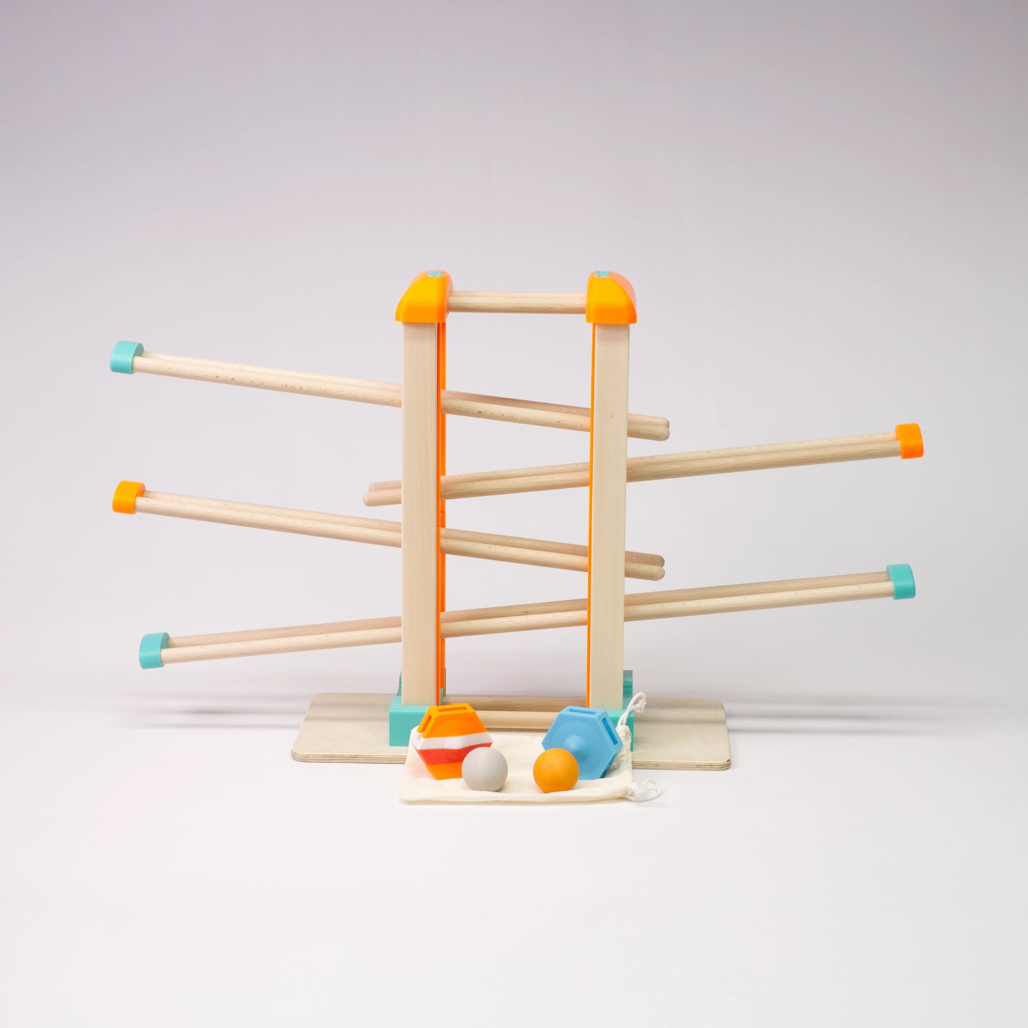 Holz-Kugelbahn - orange & türkis - Basis - incl. Laufteilen ab 1 Jahr