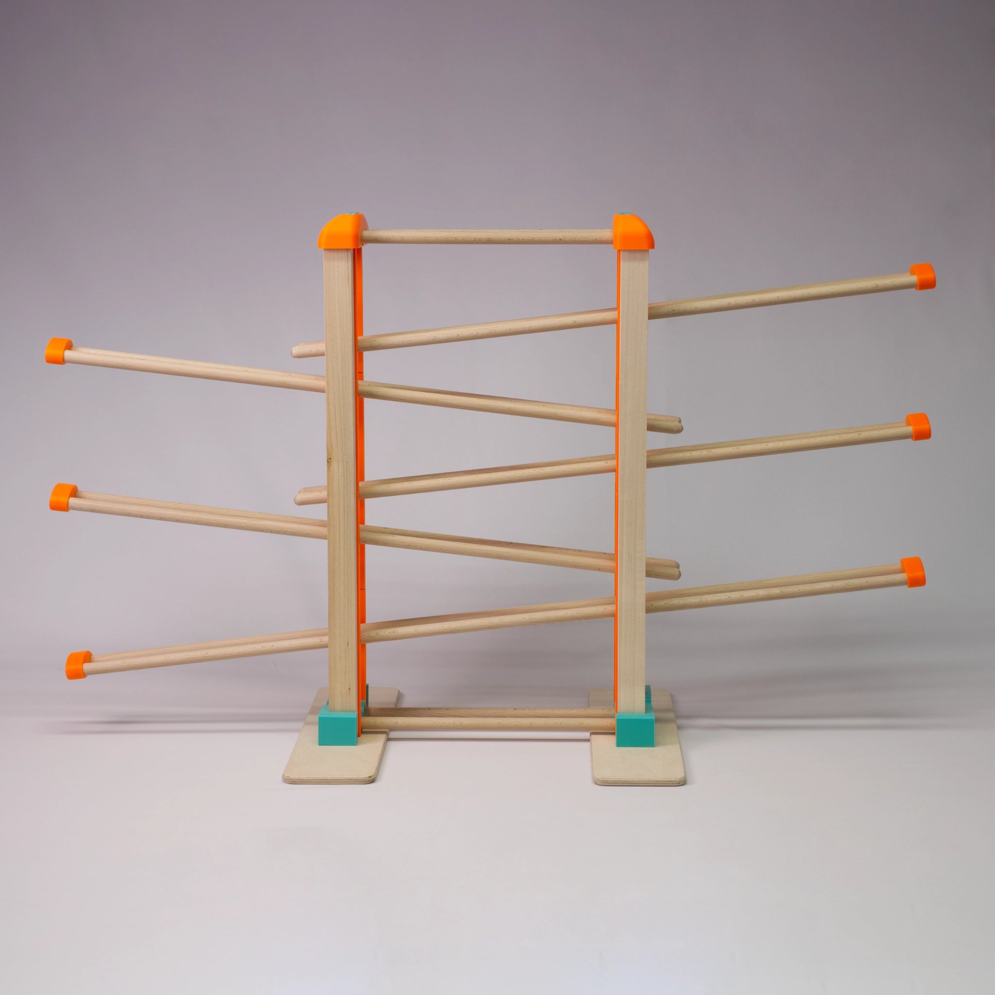 Holz-Kugelbahn - orange & türkis - Groß - incl.Laufteilen ab 3 Jahren