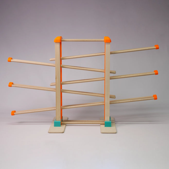 Holz-Kugelbahn - orange & türkis - Groß - incl.Laufteilen ab 3 Jahren