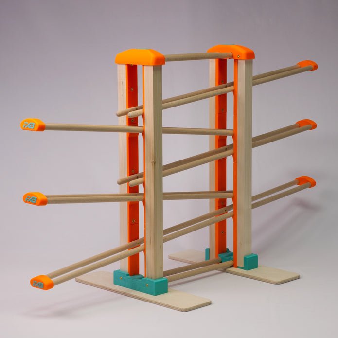 Holz-Kugelbahn - orange & türkis - Groß - incl.Laufteilen ab 3 Jahren