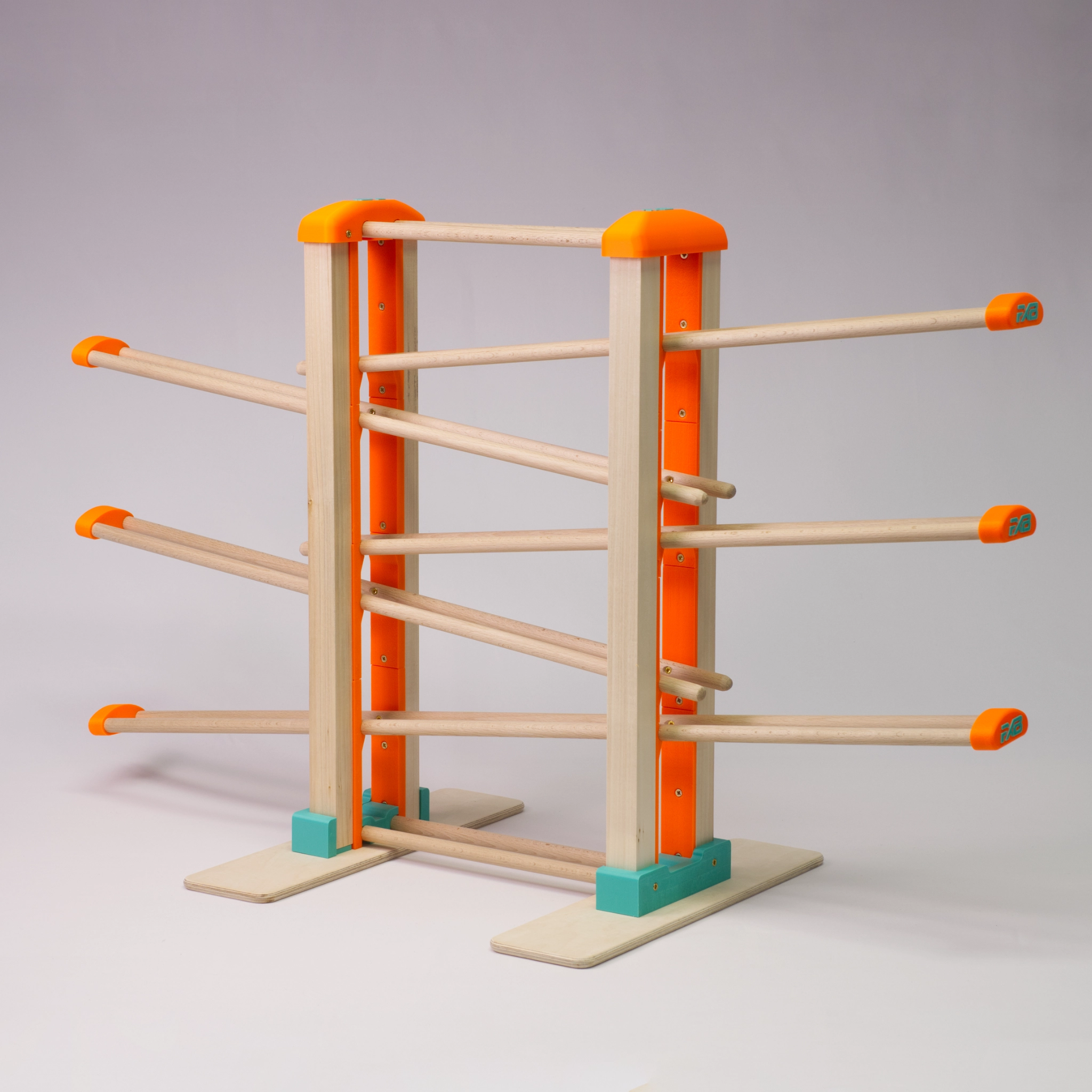 Holz-Kugelbahn - orange & türkis - Groß - incl.Laufteilen ab 3 Jahren