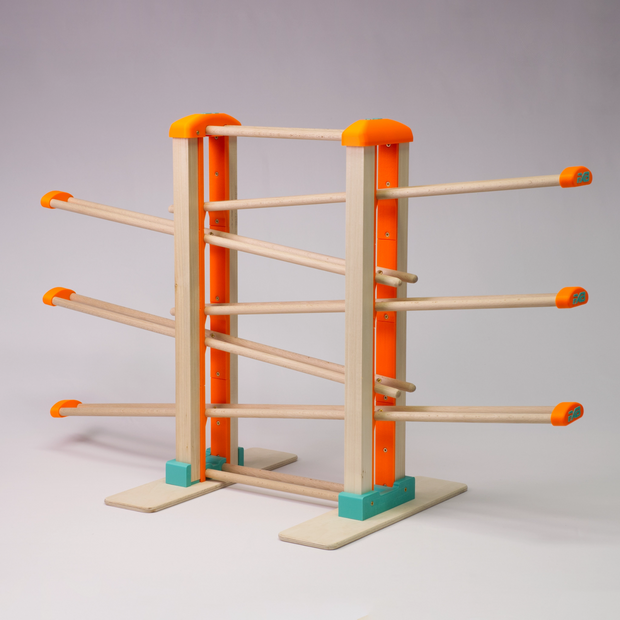 Holz-Kugelbahn - orange & türkis - Groß - incl.Laufteilen ab 3 Jahren