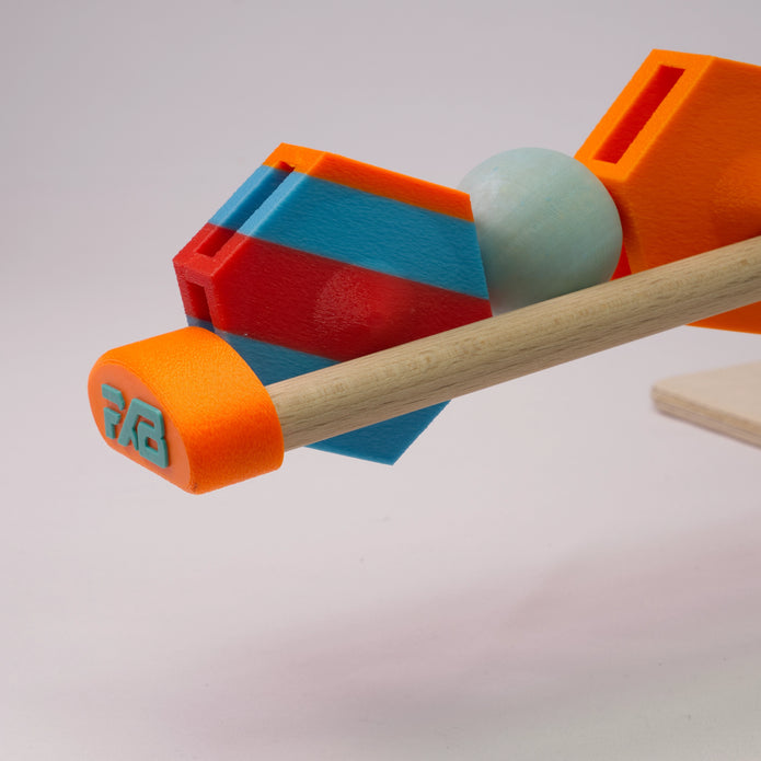 Holz-Kugelbahn - orange & türkis - Groß - incl.Laufteilen ab 3 Jahren