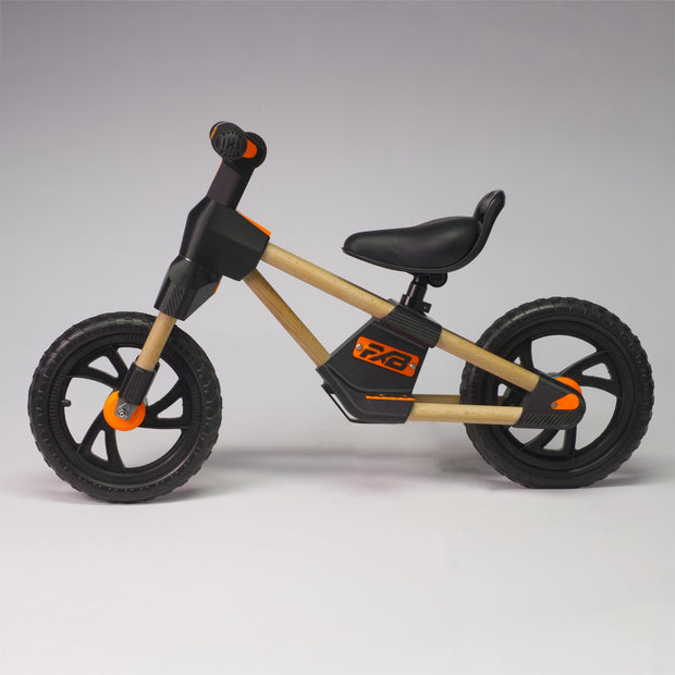 Holz-Laufrad "Frank" in orange & schwarz mit PU-Schaumfelge