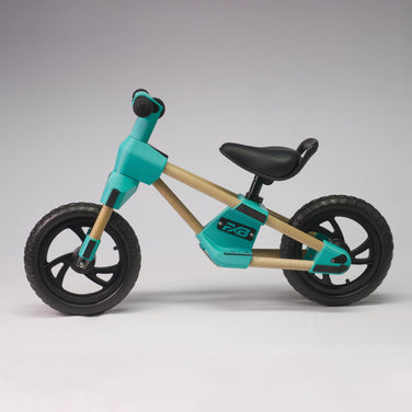 Holz-Laufrad "Frank" in türkis & schwarz mit PU-Schaumfelge