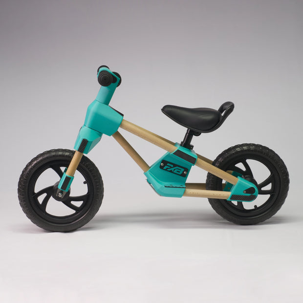Holz-Laufrad "Frank" in türkis & schwarz mit PU-Schaumfelge