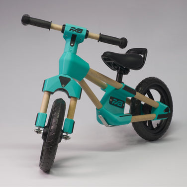 Holz-Laufrad "Frank" in türkis & schwarz mit PU-Schaumfelge