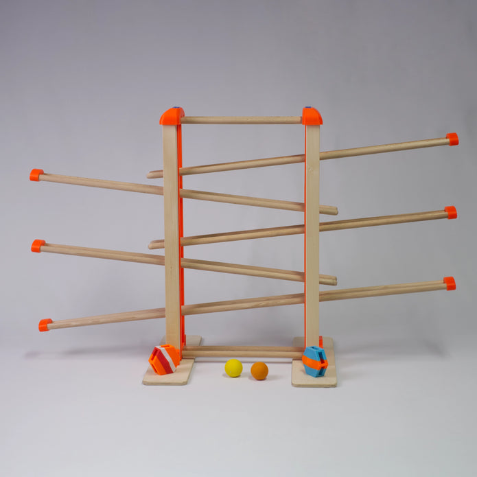 Holz-Kugelbahn - rot-orange - Groß - incl. Laufteilen ab 3 Jahren
