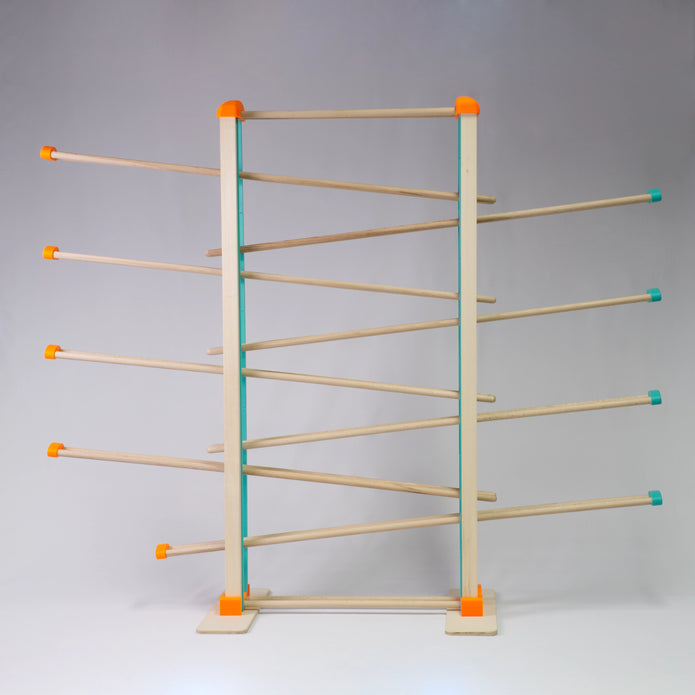 Holz-Kugelbahn - orange & türkis- XXL- incl.Laufteilen ab 3 Jahren