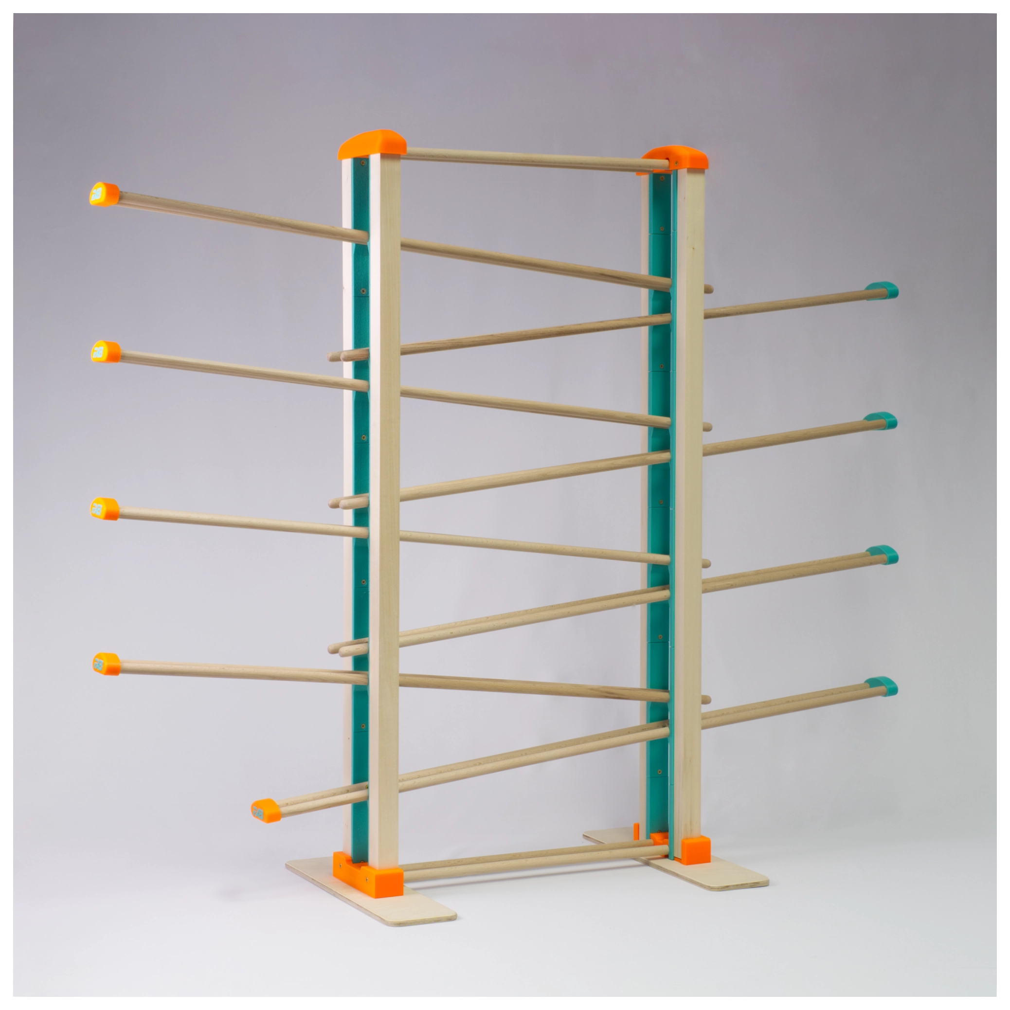 Holz-Kugelbahn - orange & türkis- XXL- incl.Laufteilen ab 3 Jahren