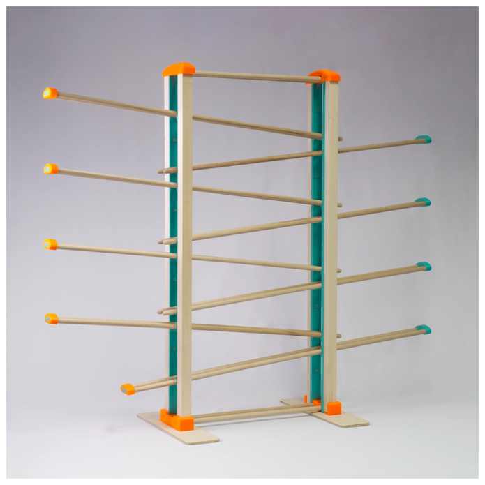 Holz-Kugelbahn - orange & türkis- XXL- incl.Laufteilen ab 3 Jahren