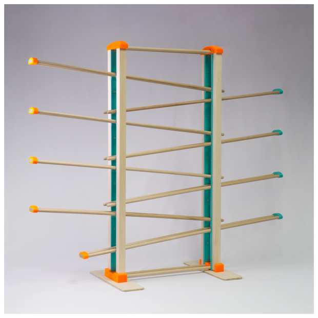 Holz-Kugelbahn - orange & türkis- XXL- incl.Laufteilen ab 3 Jahren