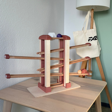 Wunderschöne Kugelbahn aus Holz (basis) incl. 2x Kugeln und 2x Klapperrad ab 1 Jahr