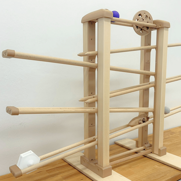 Wunderschöne Kugelbahn aus Holz (groß) incl. 2x Kugel und 2x klapperrad ab 3 Jahren