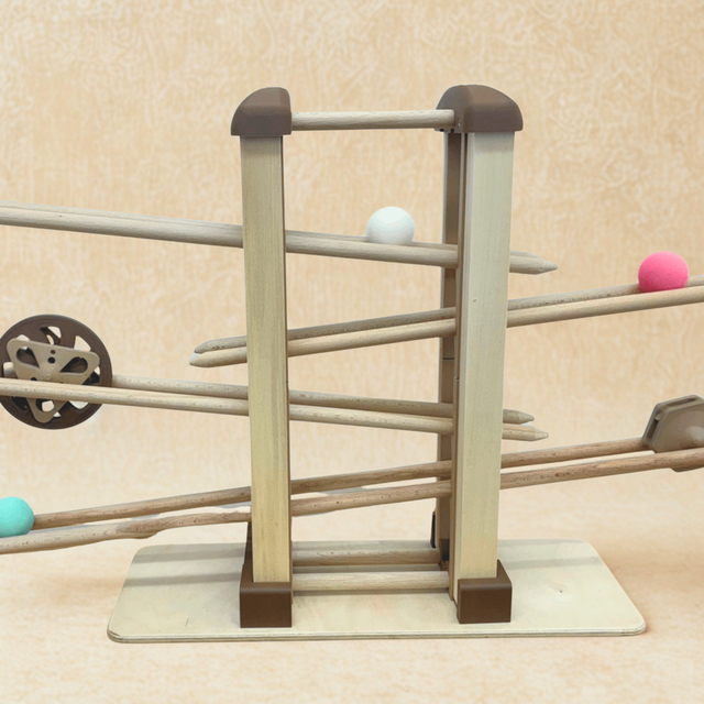 Wunderschöne Kugelbahn aus Holz (basis) incl. 2x Kugeln und 2x Klapperrad ab 1 Jahr