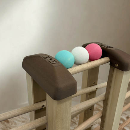 Wunderschöne Kugelbahn aus Holz (basis) incl. 2x Kugeln und 2x Klapperrad ab 1 Jahr